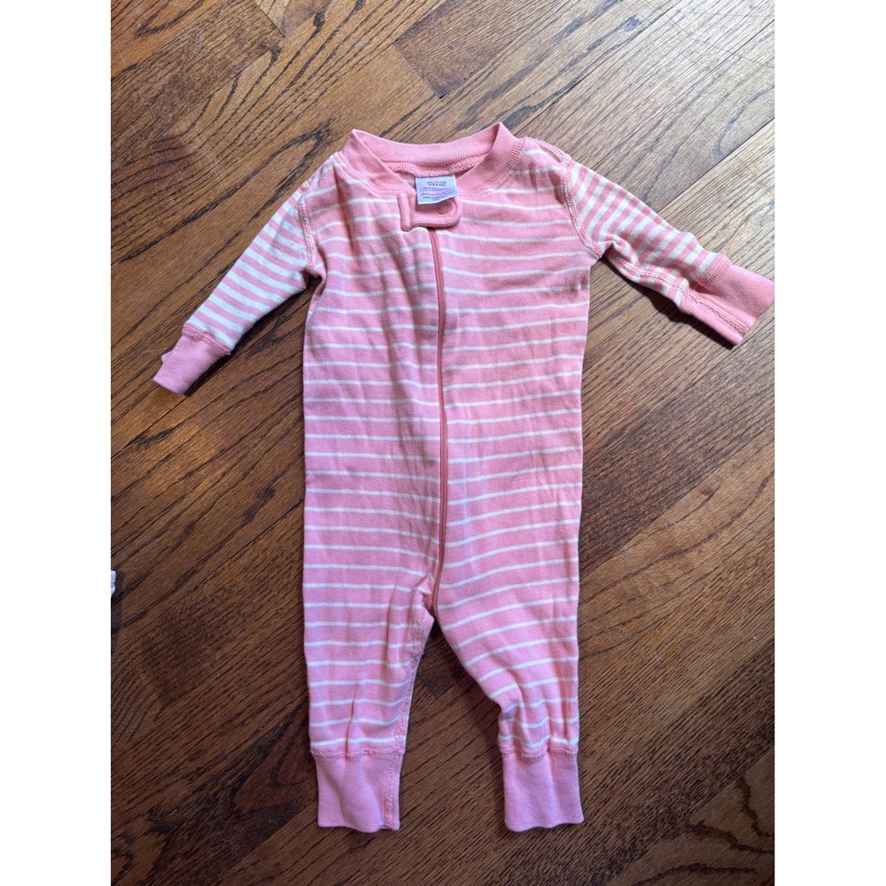 Hanna Andersson Baby Zip Sleeper Pink White Stripe Organic Cotton One Piece